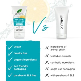 Dr Organic Skin Clear Face Wash, Cleansing, For Acne & Clear Skin, Salicylic Acid, Oily, Problem Skin, Natural, Vegan, Cruelty-Free, Paraben & SLS-Free, Recycled & Recyclable, Organic, 125ml