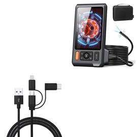 BoxWave Cable Compatible with Depstech Triple Lens borescope Inspection Camera (5 in) - AllCharge 3-in-1 Cable - Jet Black
