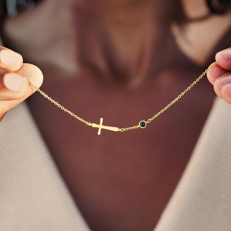 SilverLining Creation Birthstone Cross Bracelet for Women - Friendship Gift,