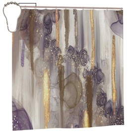 FFAFSS Shower Curtains for Bathroom,Mid Century Modern Brown Gray Purple Gold Beige Shower Curtain Bath Decor Waterproof Bathroom Curtain 72 X 72 Inch