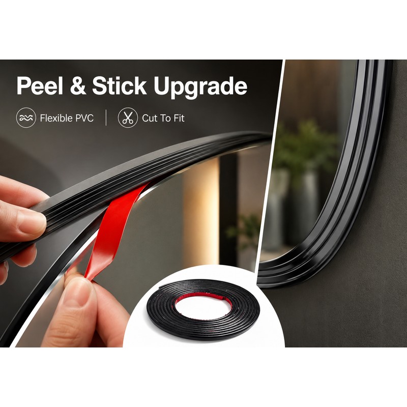 Self-Adhesive Mirror Frame Trim 5m - Flexible PVC Molding Strip