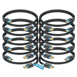HDMI Cable 4K Ultra HD 1 Foot (10 Pack) Nylon Braided HDMI 2.0 Cable, High Speed 18Gbps 4K60Hz HDR, 3D, 2160p, 1080p, HDCP 2.2, ARC, HDMI Cables for Monitors, HDTV