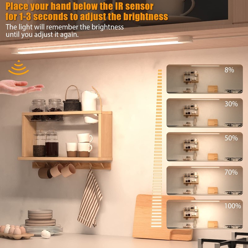 MYPLUS 16 Inch Under Cabinet Lights with Hand Wave, Under
