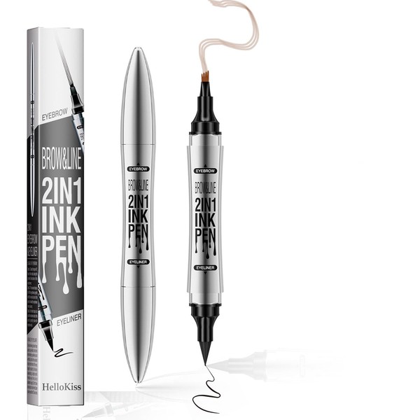 Eyebrow Pencil, Eyebrows Pen With 4-Fork-Tip & Precise Brush-Tip, 2-in-1