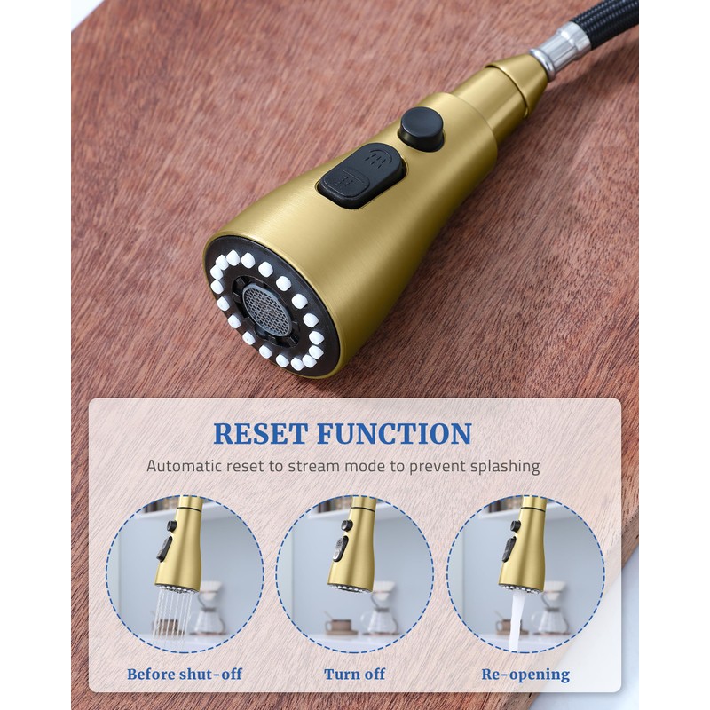 Kitchen Faucet Head Replacement with 15 Adapters - 3 Functions