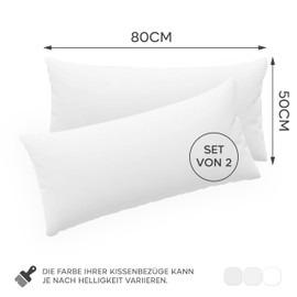 Twinzen® Cushion Covers, 100% Jersey Cotton, 150 GSM, Cushion Cover with Zip, OEKO-TEX Certified, 50 x 80 cm, Set of 2, White