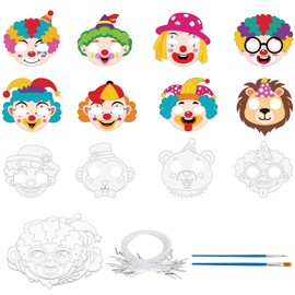 ZEELONA 24 Pcs Circus Crafts for Kids DIY Halloween Mask Crafts Color Your Own Clown Masks Carnival Games for Kids Birthday Party Toys Halloween Cosplay Dress Up