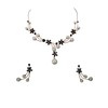 Faship Gorgeous Clear CZ Crystal Shell Pearls Floral Necklace Earrings