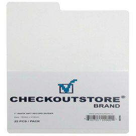 CheckOutStore (100) Premium Plastic Record Dividers to Organize Vinyl Records (7" Records) (White)