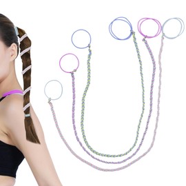 ORNAROVI 3 Packs 25" Rip Tie Hair Ties for Sports, Colorful Ponytail Holders for Women, Elastic Spiral Hair Ties for Medium Long Fine Hair, Braided Pony Tails Hair Tie (Set B)