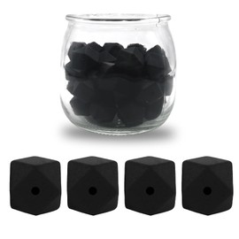 YOKUSHI 40Pcs Hexagon Silicone Beads Bulk, 14mm Black Silicone Hexagon Beads for Keychain Making Bulk Loose Beads Rubber Beads Silicone Focal Beads for Pens Necklace Bracelet (Black)