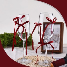 Red Coquette Bow Drinking Tags for Wine Glasses Bowknot Drink Markers Identifire for Wedding Ribbon Wine Glass Charms for Bachelorette Birthday Anniversary Party Decoration Accessory Bows 20 PCS