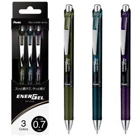 Pentel BL77A2-3STH Gel Ink Ballpoint Pen, EnerGel 0.7mm, Set of 3 Colors