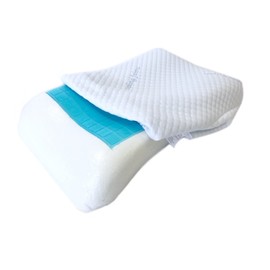 3 Quantity Queen Size Solid Memory Foam Bed Shoulder Shape Pillows with Cooling Blue Gel Top Surface + Cooling Fabric White Cover Cases
