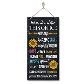 Motivational Office Signs Decor, When You Enter This Office, Hanging Wood Sign Office Décor, Sunflower Wood Wall Sign, Door Sign of Counselor Office, Psychologist Office Décor Sign A1
