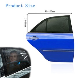 Car Window Sun Shade for Baby Children (2-Pack) - Stretchable Breathable UV Protection Blinds, Universal Fit Rear Side Windows of Most Vehicles