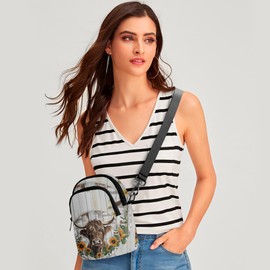 LYEMVHE Cow Crossbody Purse for Women Lightweight Small Crossbody Bag Waterproof Phone Wallet with Card Slots Adjustable Strap