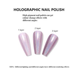 Holographic Nail Polish - Magic Rainbow Silver Effect Nail - Laser Nail Art Polish - Air Dry No Need UV DIY Nail Art Glitter Super Shine Nail Polish Gifts for Women Girls