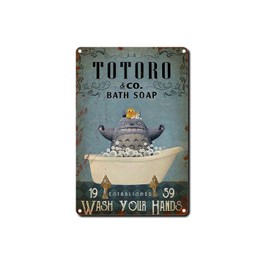 Tin Sign Totoro Bathroom Totoro Bath soap Toilet Decoration was Established in 1959 Vintage Metal Sign for Garage Kitchen Nostalgic Decor 8x12inch