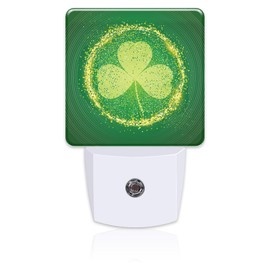 sndheke St Patrick's Day Shamrock Night Light Plug into Wall,Green Irish Clover Leaf Dusk to Dawn Night Light Plug in,0.5w Energy Saving Sleep Friendly NightLight for Kids Boys Girls Home Decor