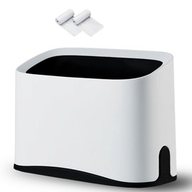 Austepax Mini Trash Can, 1.6L/0.4 Gallon Garbage Can, Small Desktop Trash Can for Office, Tiny Plastic Waste Basket for Bathroom, Kitchen, Desktop, Living Room, with 2 Roll Bags