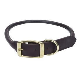 Coastal Pet - Circle T - Latigo Leather Round Dog Collar with Solid Brass Hardware, Latigo, 1" x 22"