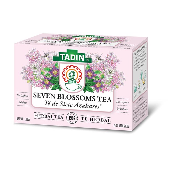 Tadin Herb & Tea Co. Seven Blossoms Herbal Tea, Caffeine Free, 24 Tea Bags, Pack of 6