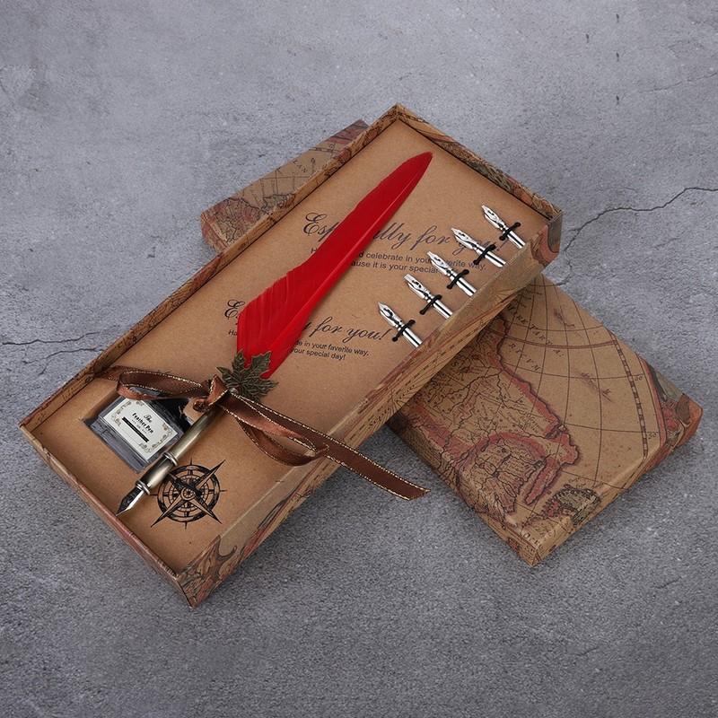 European Retro Quill Alloy Feather Writing with Pen Nibs Gift
