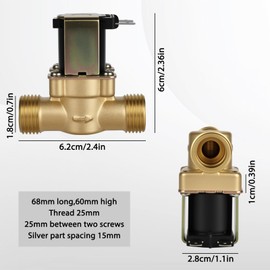 Rzspher Brass Solenoid Valve, G1/2 AC 220 V Solenoid Valve Water Inlet, 2 Way Water Inlet, Normally Closed Solenoid Valve for Water Control