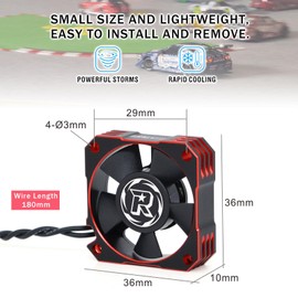 Surpass Rocket 35mm Metal Motor Cooling Fan 21000RPM Preventing Heat Fan for 1/10 1/12 1/8 RC Car Brushless Motor ESC RED