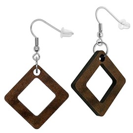 Soul-Cats 1 Paar viereckige Holz Ohrringe für Damen in der Farbe braun