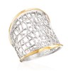 Ross-Simons Sterling Silver and 14kt Yellow Gold Free-Form Lattice Ring.