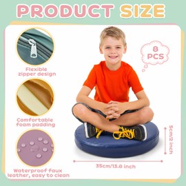 Juexica 8 Pcs Extra Thick Flexible Seating Floor Cushions Assorted Colored Floor Pillow Classroom Floor Seating Soft Floor Seat Cushion for Kids Learning Daycare School Chair(Morandi Color)