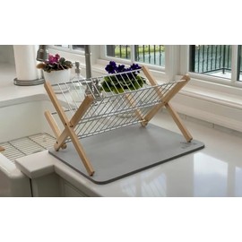 Magic Stone - Diatomaceous Earth Kitchen Mat and Bamboo Dish Rack – Super Absorbent Dish Drying Mats for Kitchen Counter, Durable & Quick Drying Mat (Dove Gray)