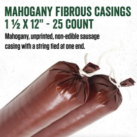 LEM Mahogany Fibrous Casings for Sausage Making 2 x 12 Inch Plant Cellulose