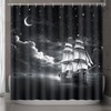 Lokigo Nautical Sailboat Shower Curtain, Marine Theme Sea Ocean Coastal