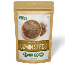 Organic Zing Cumin Seeds | 100% Vegan and Chemical Free | Sabut Jeera | Contains No Additives | Packed and Produced in India - 454 gm(Pack of 1)