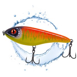 Jerkbait Pike I 15 cm, 80 g Slow Sinking for Large Pikes, Wobbler Jerkbait Pike Fishing, Artificial Bait, Fishing Lure Predatory Fish, UV-Active Jerkbaits (Yellow Shocker)