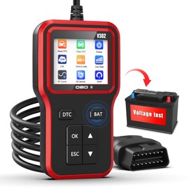OBD2 Scanner with Upgrade Battery Tester - Diagnostic Tool for Cars That Check Engine Light & Emissions Readiness Read and Clears Vehicle Error Codes for All OBD II Protocol Vehicles Since 1996（Red）