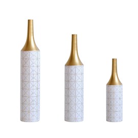 FRITHJILL Set of 3 Tall Decorative Vases with Gold Accents – Modern Geometric Pattern, Perfect for Home Decor, Living Room, or Office – Sizes 33.86", 29.13", 25.2"
