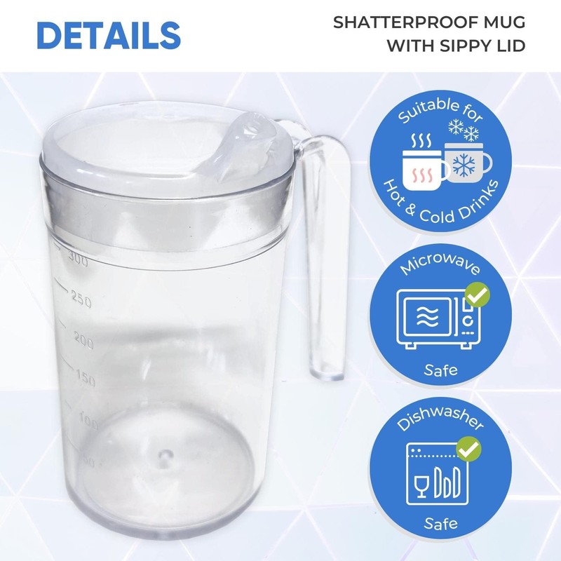 Shatterproof Tumbler with Sippy Lid Adult Drinking Aid Cup Small