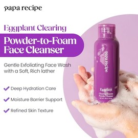 Papa Recipe Limpiador En Polvo Con Enzimas de Berenjena - Jabón Facial Exfoliante Suave para Piel Seca (50 G, 1,72 Oz) - Cuidado de La Piel Coreano para Una Tez Radiante Y Suave