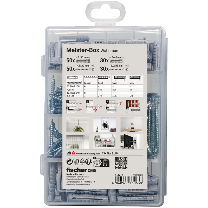 fischer Meister-Box SX Plus Dowels with Screws, Box with 160