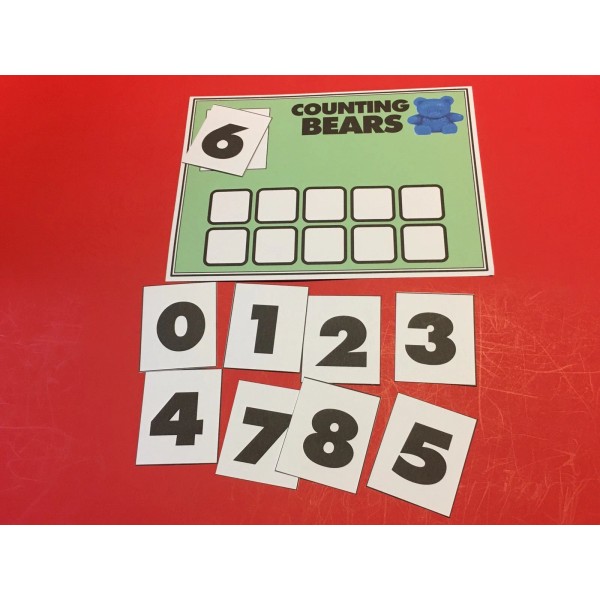 Unbranded Bears Ten Frame Mat & Number Cards - Laminated