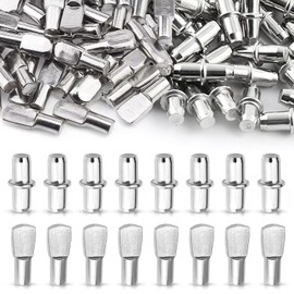 Shelf Bracket Pin, 60 Pcs Cabinet Shelf Pegs, Shelf Support Pegs for Closet, Furniture, Bookshelf, Wardrobe, Display Cabinets (Silver)