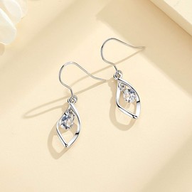 AEONSLOVE Women's Earrings 925 Silver Water Drop Pendant Earrings with Cubic Zirconia Girls Jewellery Birthday Gifts for Her Women