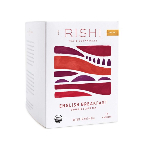 Rishi Tea English Breakfast Tea - Organic Black Tea Sachet Bags - 15 Count