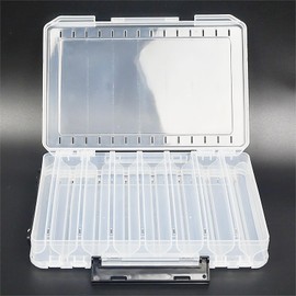 Fishing box, tackle box, fishing bait box, tackle box, hardbait, 26.5 x 18.5 x 4.5 cm, fishing box for wobblers and indicators, fishing box for artificial bait, bait box for perch wobbler