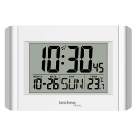 technoline Digital Quartz Wall Clock WS8002, White/Silver, 215 x 150 x 28mm