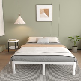 ITIMIDI 12 Inch White King Size Bed Frame, Metal King Platform Bed Frames with Round Corner Legs, Heavy Duty Steel Support 3500 LBS, Storage Space, No Box Spring Needed, Noiseless, Easy Assembly